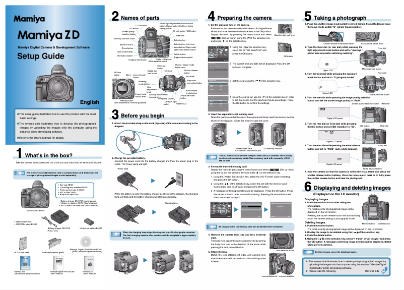 Page n°1 - Manuel utilisateur Mamiya ZD