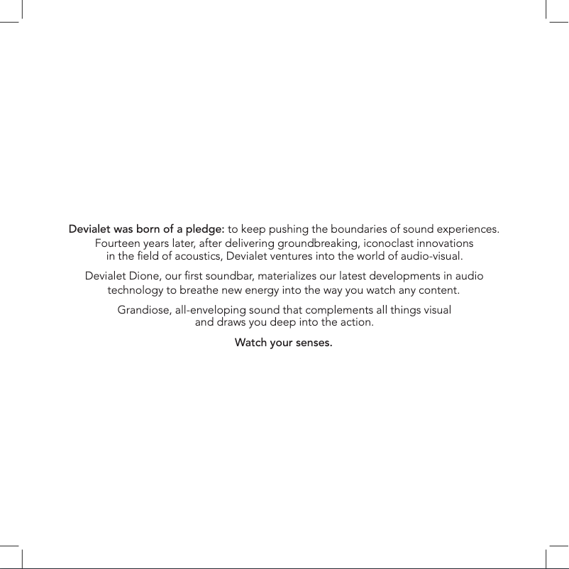 Page 1 de la notice Manuel utilisateur Devialet Dione