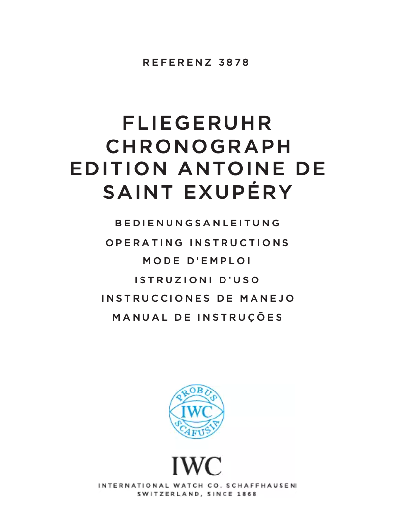 Page 1 de la notice Manuel utilisateur IWC Pilot Chronograph 3878