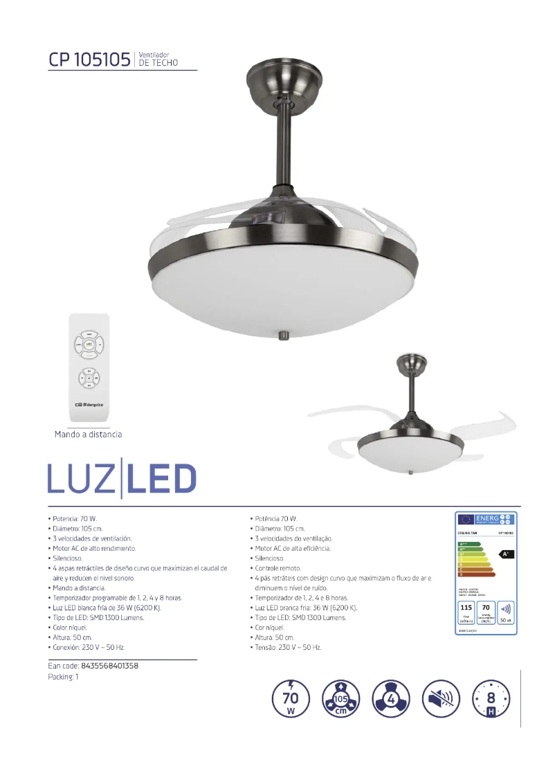 Page n°1 - Fiche technique Orbegozo CP 105105