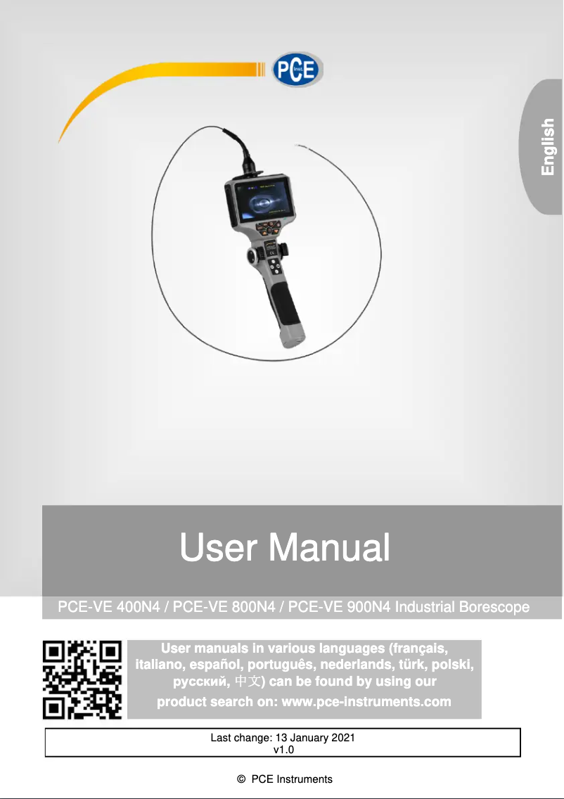 Página 1 del manual Manual de usuario PCE Instruments PCE-VE 900N4