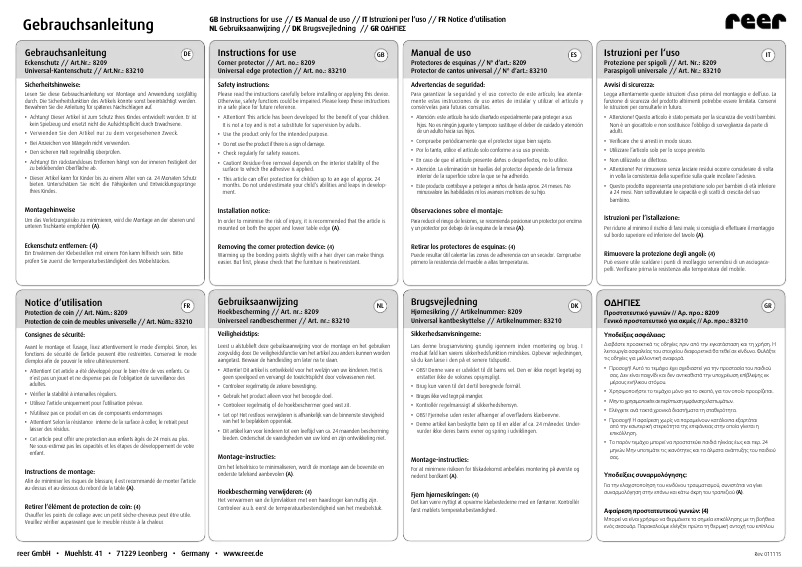 Page 1 de la notice Manuel utilisateur Reer 8209