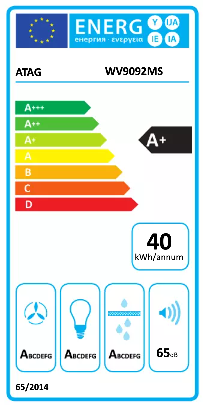 Page n°1 - Label énergétique Atag WV9092MS