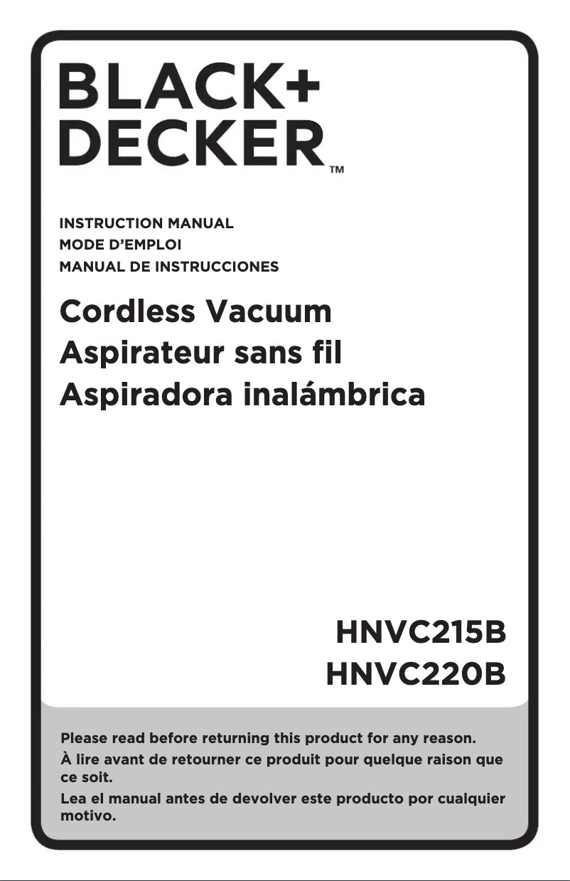 Page 1 de la notice Manuel utilisateur Black & Decker HNVC220BCZ00