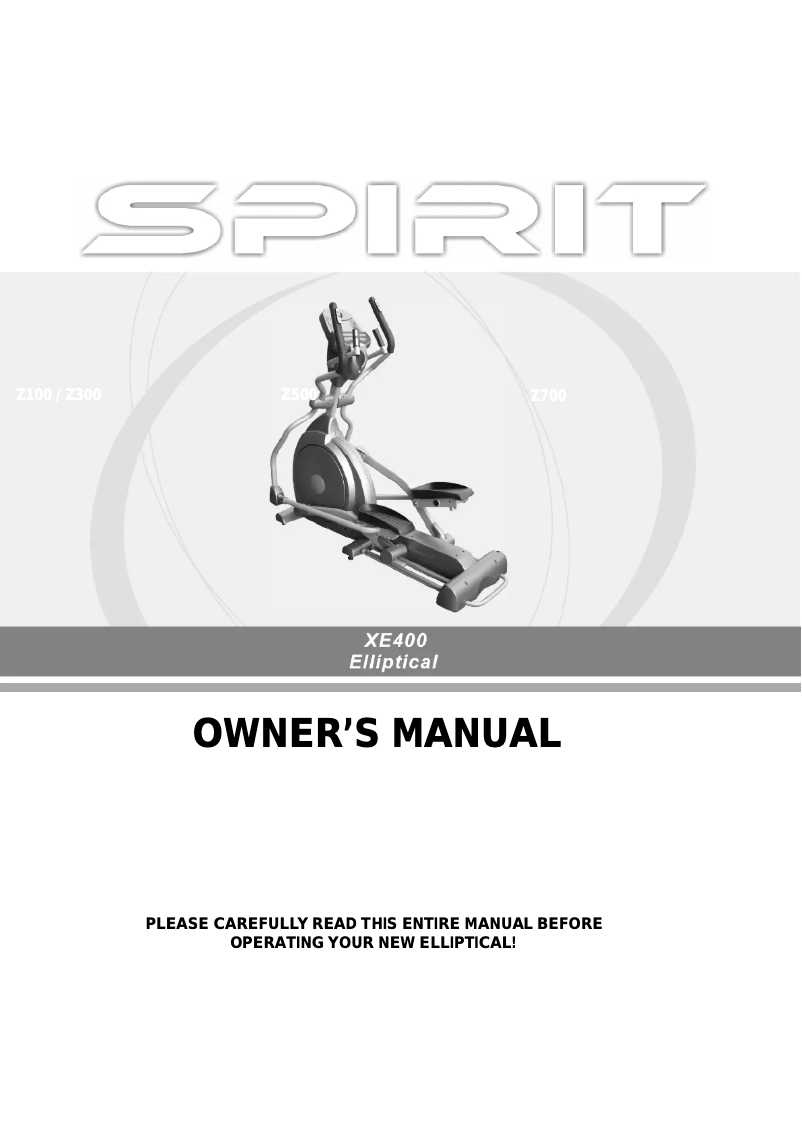 Página 1 del manual Manual de usuario Spirit Fitness XE400