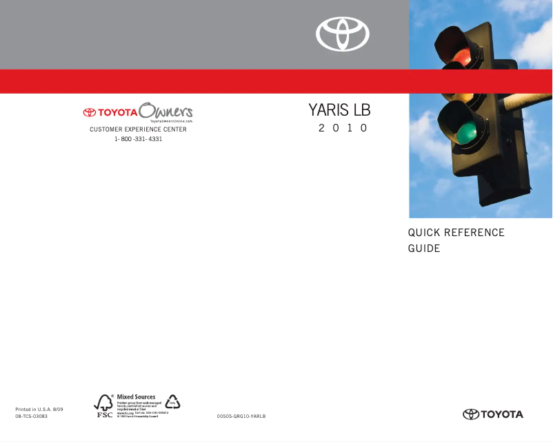 Page 1 de la notice Manuel utilisateur Toyota Yaris Hatchback (2010)