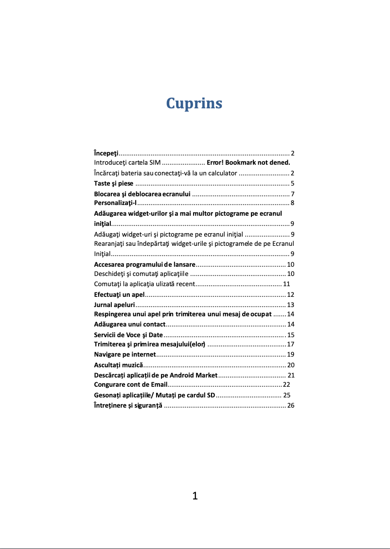 Page 1 de la notice Manuel utilisateur E-Boda Sunny V38
