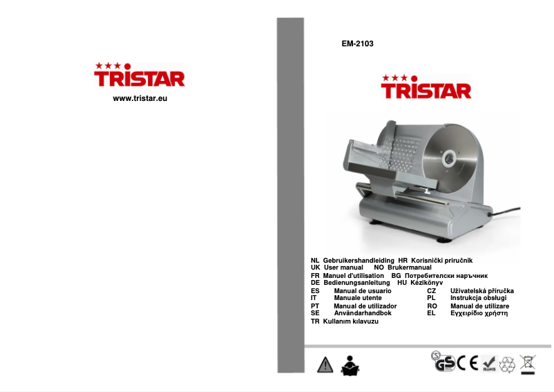 Page n°1 - Manuel utilisateur TriStar EM-2103