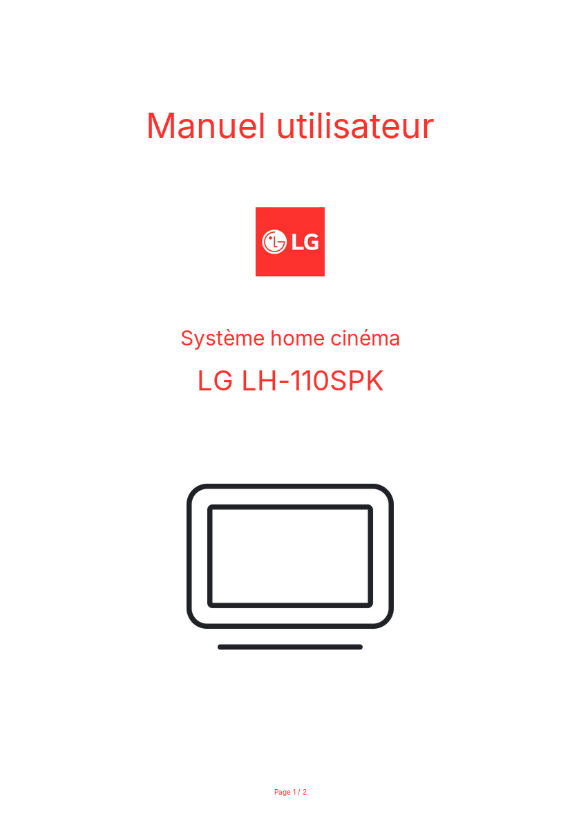 Page n°1 - Manuel utilisateur LG LH-110SPK