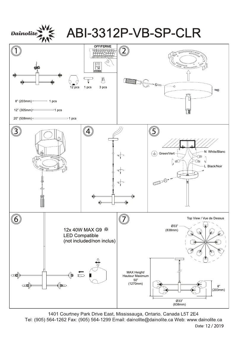 Page 1 de la notice Manuel utilisateur Dainolite Abii ABI-3312P-VB-SP-CLR
