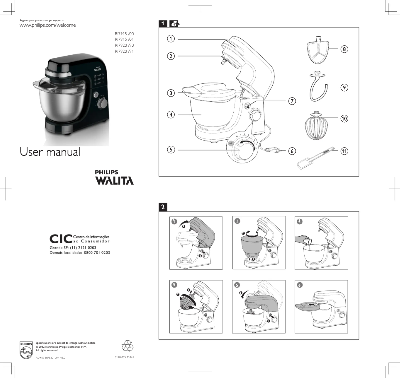 Page n°1 - Manuel utilisateur Philips Walita Viva Collection RI7915