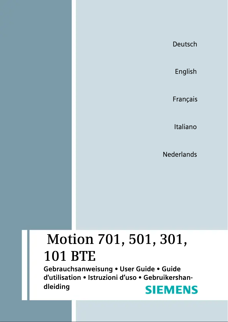 Page n°1 - Manuel utilisateur Siemens Motion 101 BTE