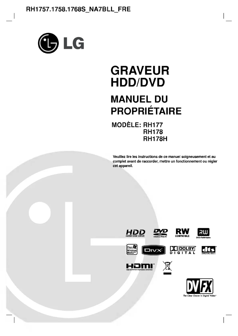 Page n°1 - Manuel utilisateur LG RH1757S