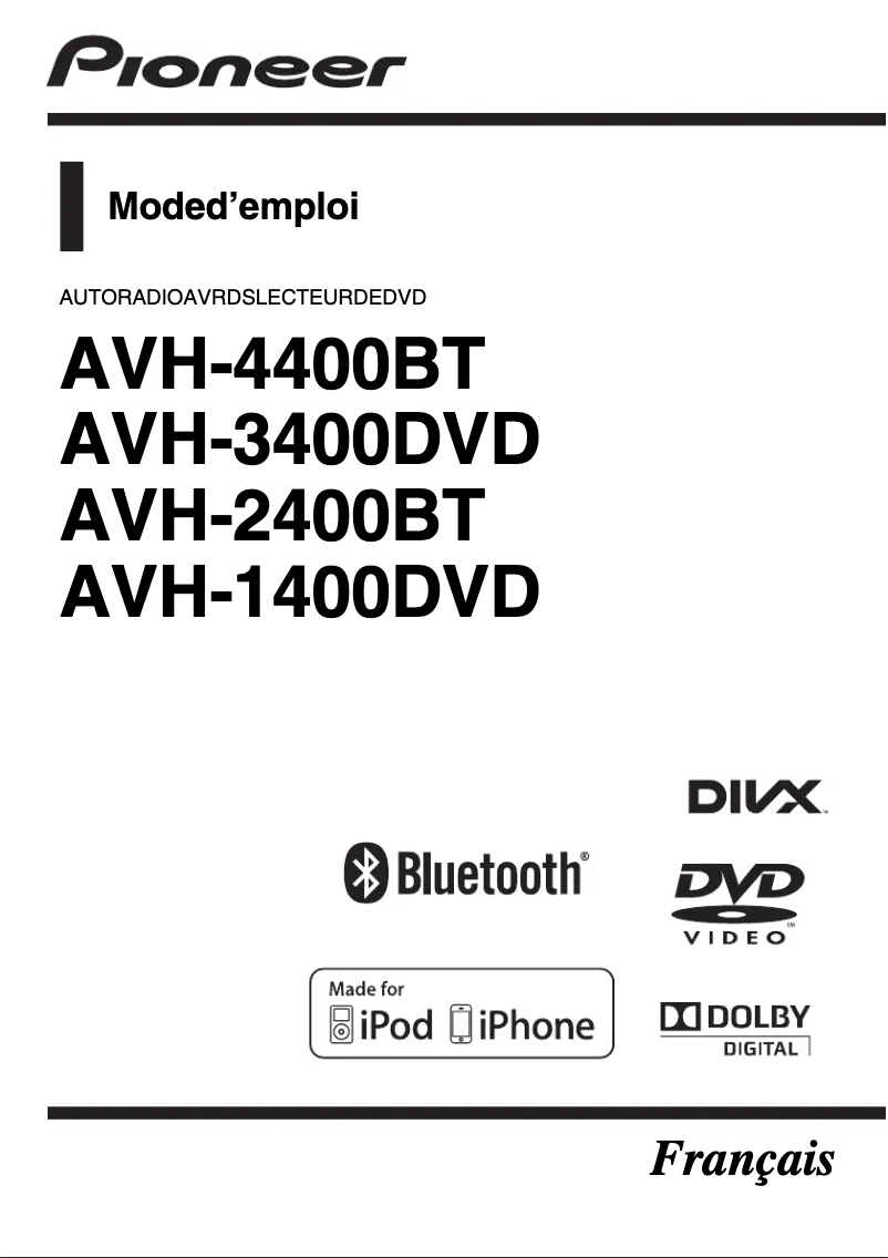 Page 1 de la notice Manuel utilisateur Pioneer AVH-1400DVD