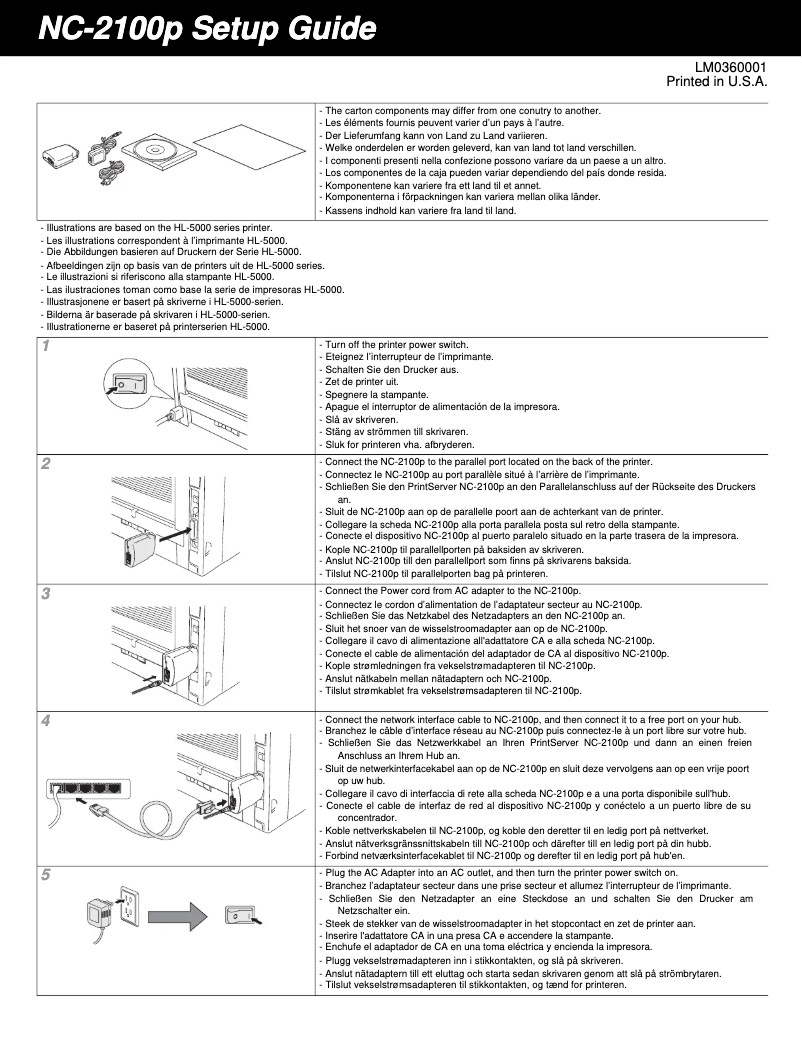 Page n°1 - Guide d'installation Brother NC-2100p