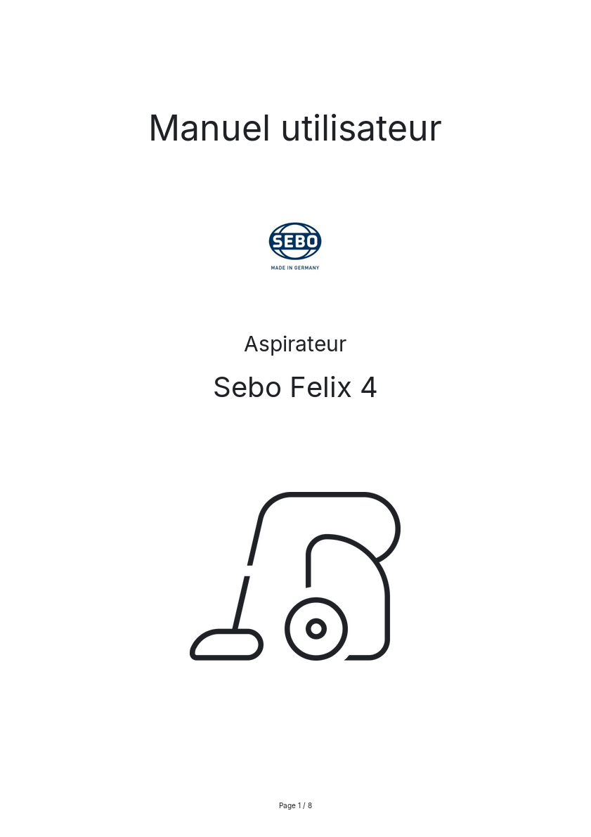 Image de la première page du manuel de l'appareil Felix 4