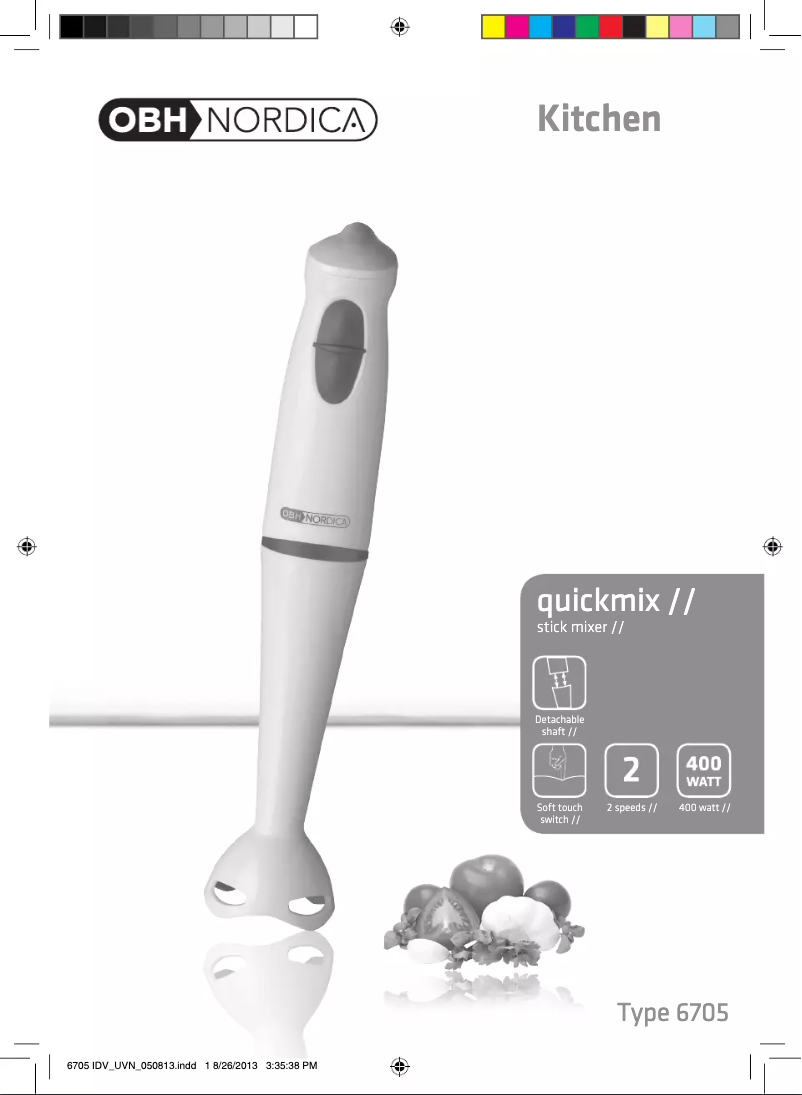 Page 1 de la notice Manuel utilisateur OBH Nordica Quickmix 6705