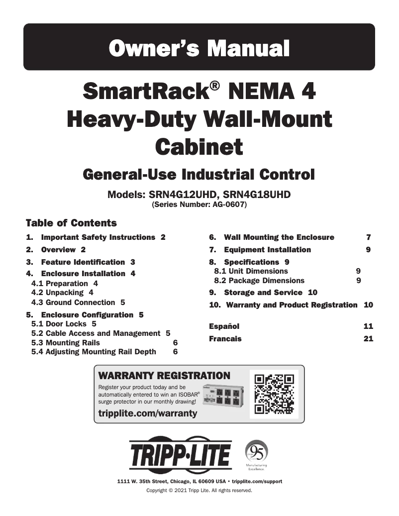 Page 1 de la notice Manuel utilisateur Tripp Lite SRN4G18UHD
