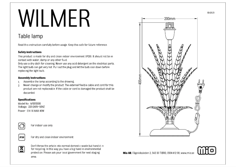Image de la première page du manuel de l'appareil Wilmer