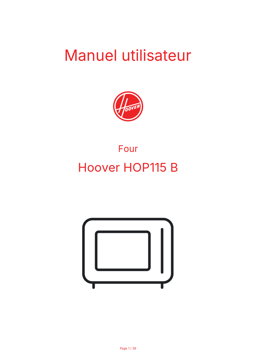 Image de la première page du manuel de l'appareil HOP115 B