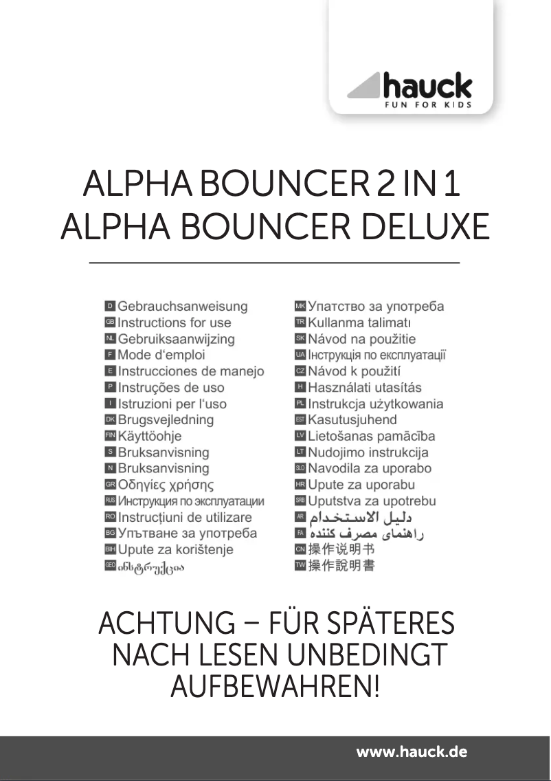 Page n°1 - Manuel utilisateur Hauck Alpha Bouncer 2 in 1