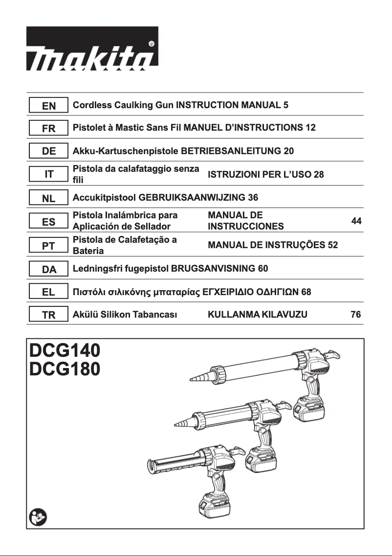 Page 1 de la notice Manuel utilisateur Makita DCG180RMB