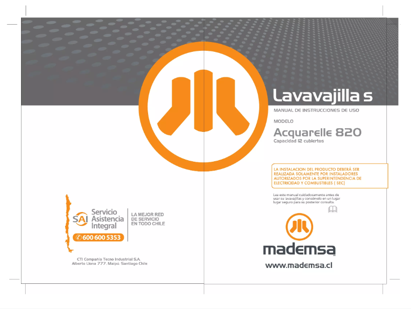 Page 1 de la notice Manuel utilisateur Mademsa Acquarelle 820