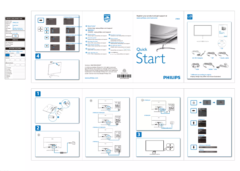 Page 1 de la notice Guide de démarrage rapide Philips 278E8QDSW
