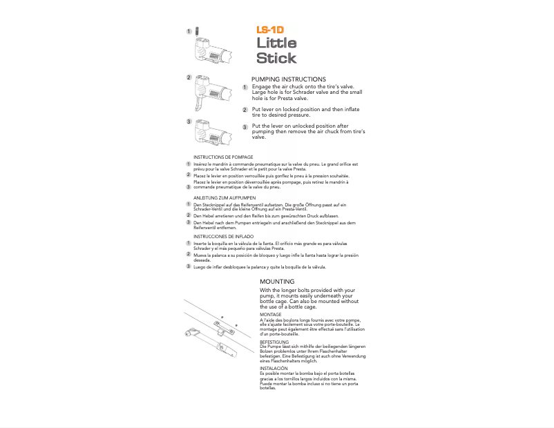 Page 1 de la notice Manuel utilisateur Serfas LS-1D