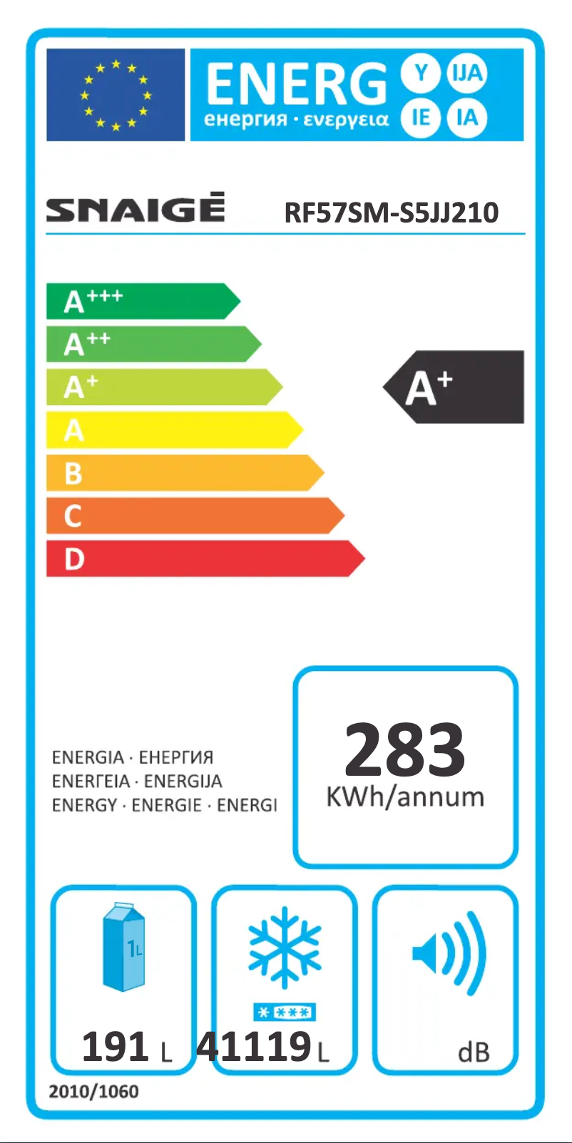 Page n°1 - Label énergétique Snaigė Fresh INN RF57SM-S5JJ2F0