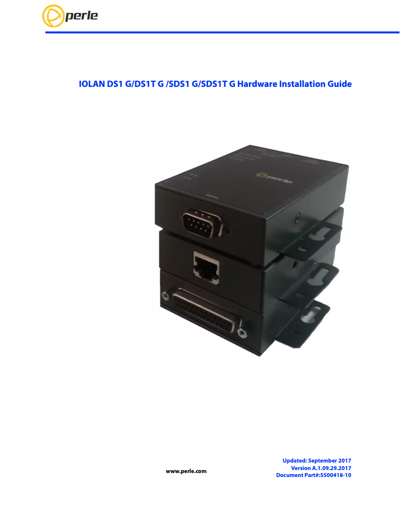 Imagen de la primera página del manual del dispositivo IOLAN SDS1T