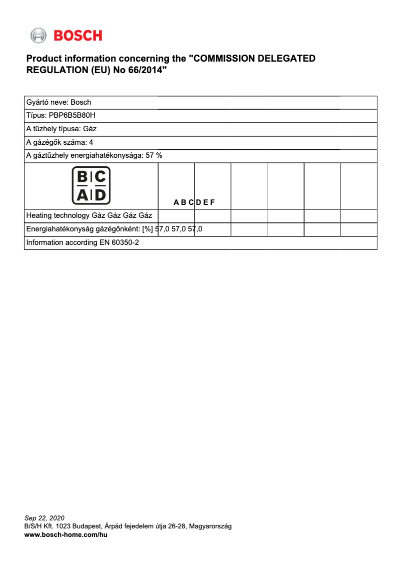 Page 1 de la notice Manuel utilisateur Bosch PBP6B5B80H