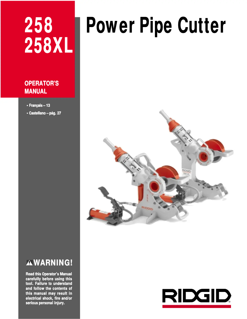 Image de la première page du manuel de l'appareil 258XL