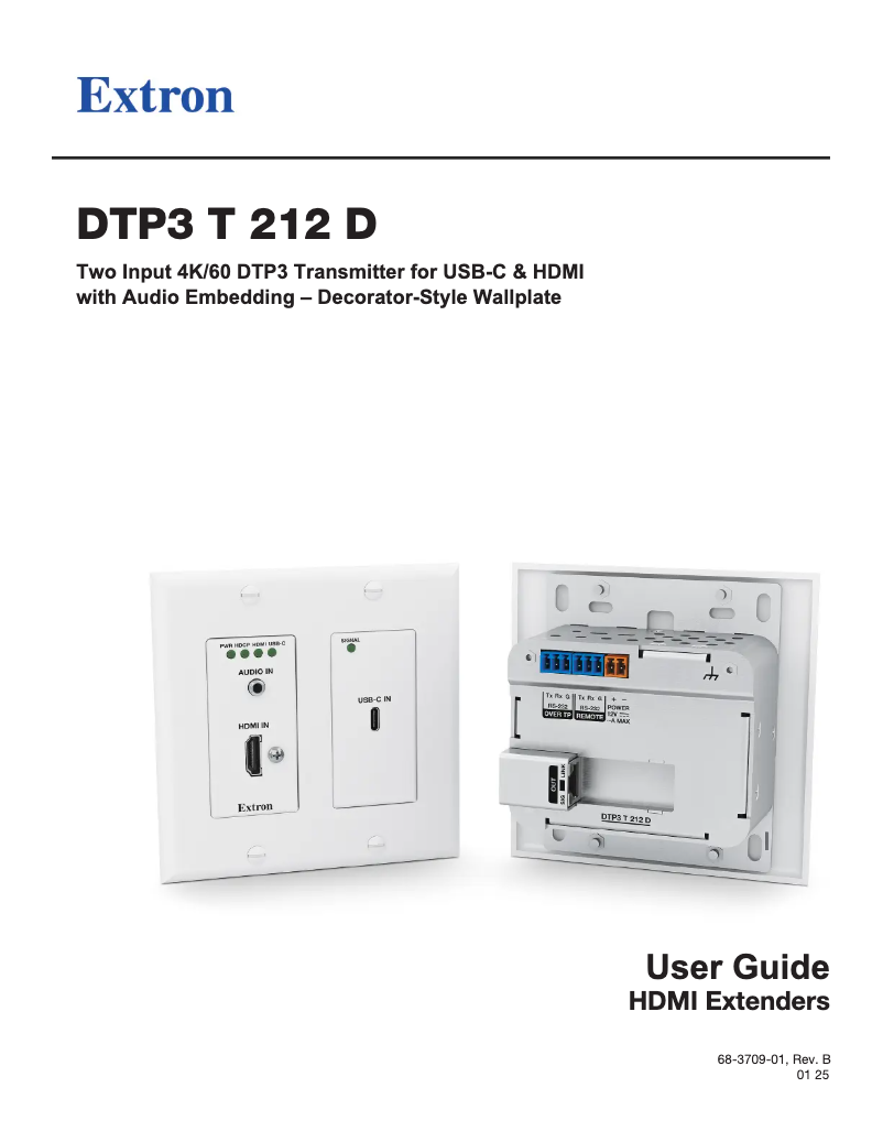 Page 1 de la notice Manuel utilisateur Extron DTP3 T 212 D