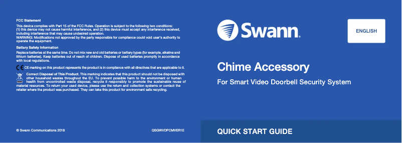 Image de la première page du manuel de l'appareil SWADS-WVDCM1