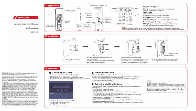 Image de la première page du manuel de l'appareil DS-K1T804AEF