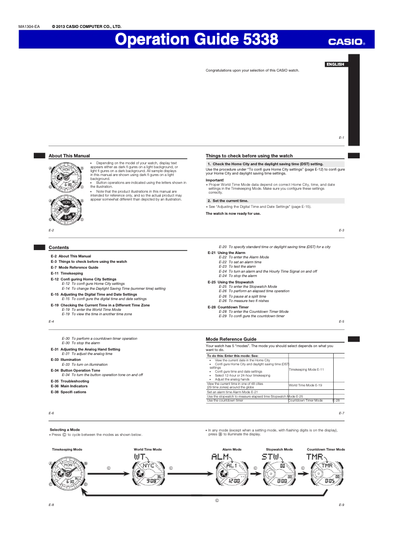 Page n°1 - Manuel utilisateur Casio Baby-G BA-110-4A1ER