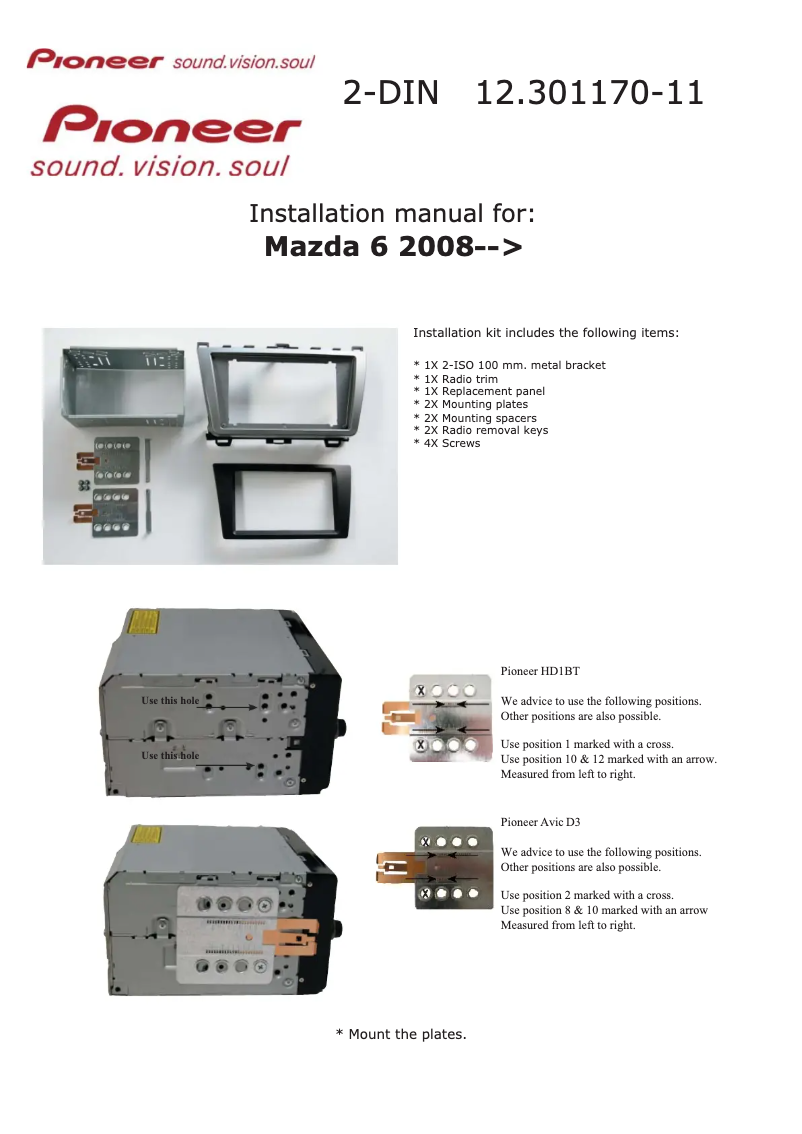 Page 1 de la notice Manuel utilisateur Pioneer 12.301170-11