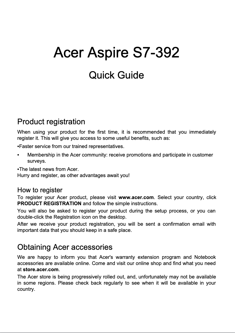 Página 1 del manual Guía de inicio rápido Acer Aspire S7