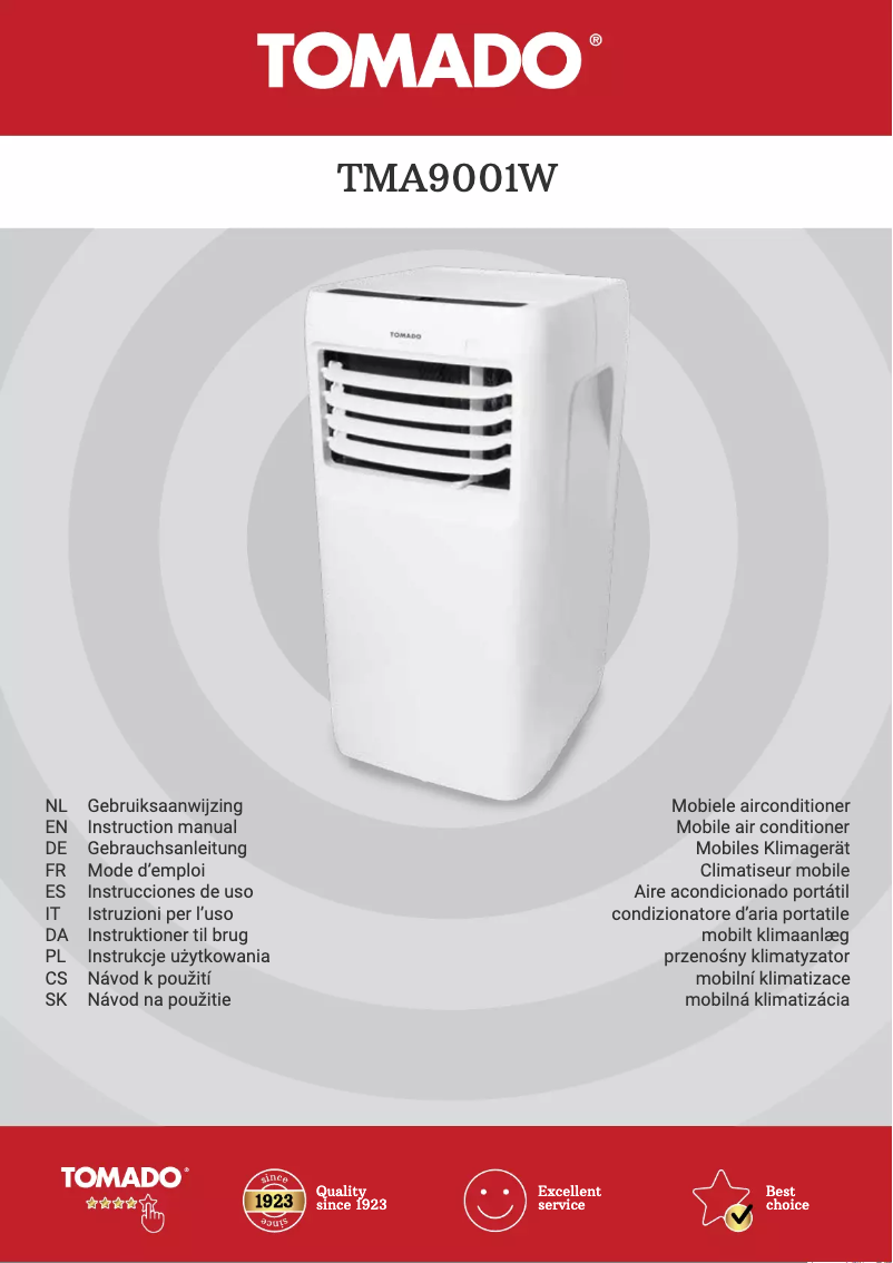 Page 1 de la notice Manuel utilisateur Tomado TMA9001W