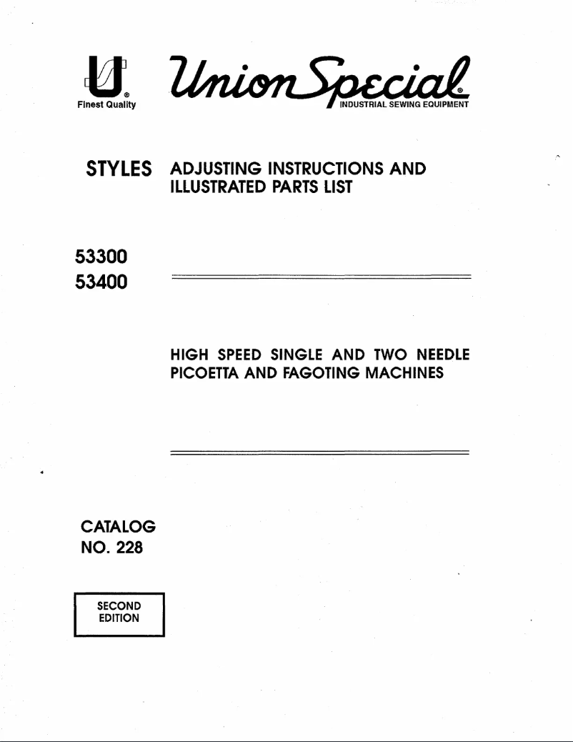 Page n°1 - Manuel utilisateur Union Special 53400