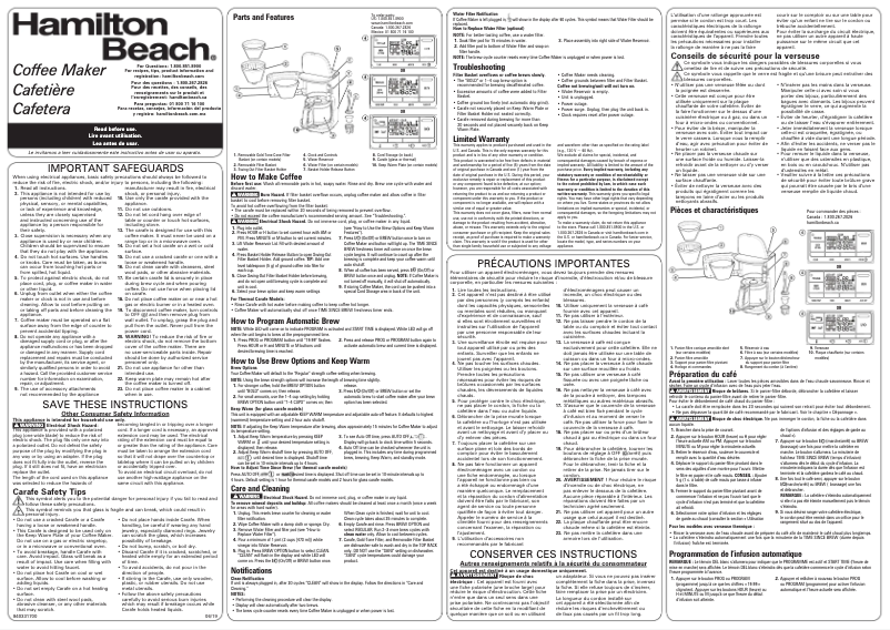 Página 1 del manual Manual de usuario Hamilton Beach 46392