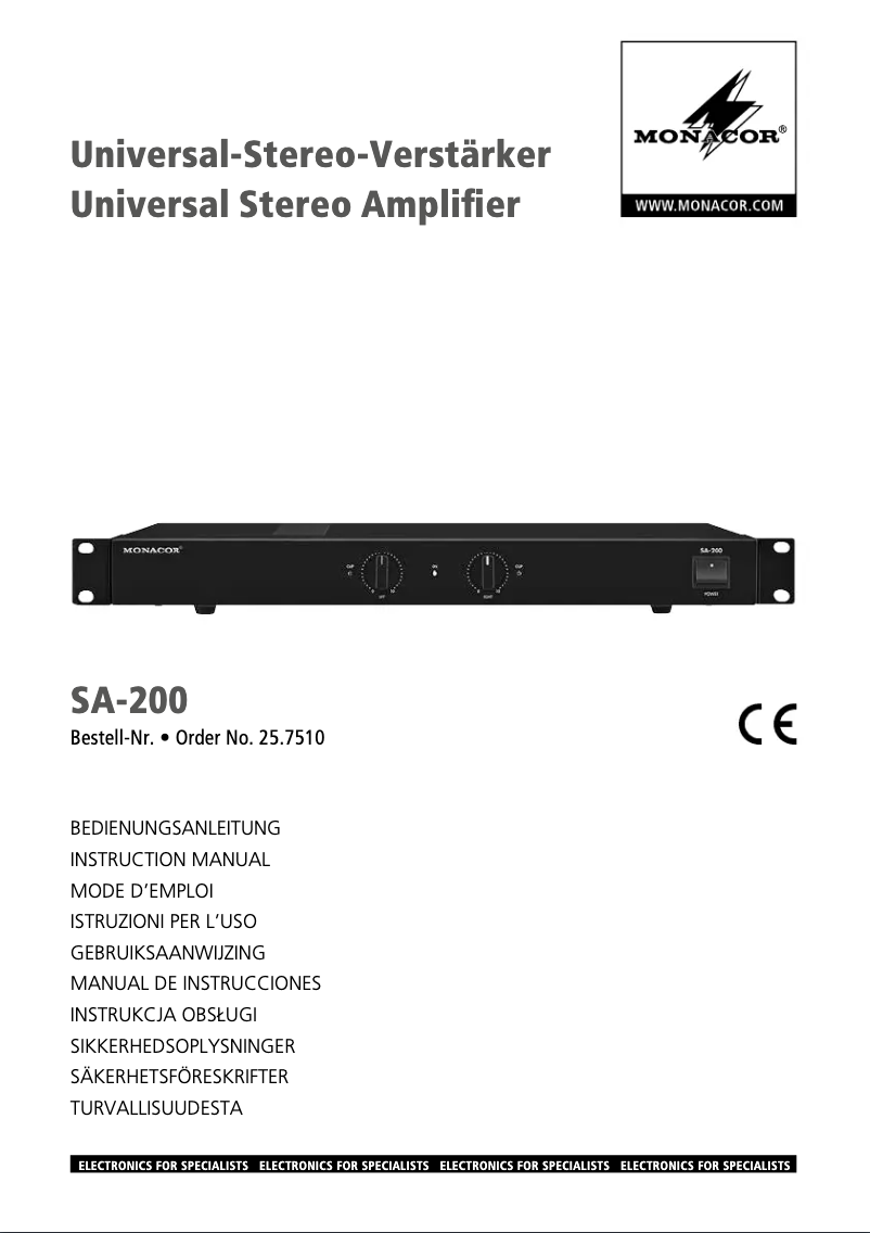 Page 1 de la notice Manuel utilisateur Monacor SA-200
