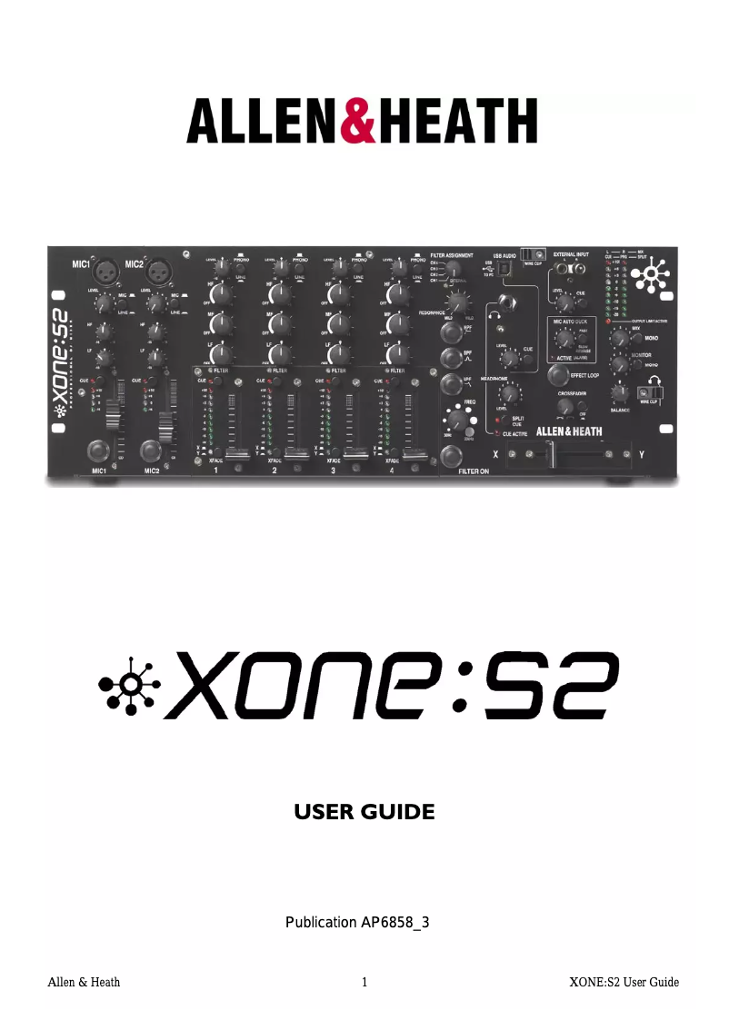 Page n°1 - Manuel utilisateur Allen & Heath XONE:S2L