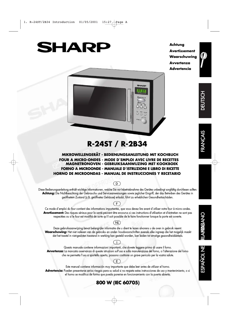 Page 1 de la notice Manuel utilisateur Sharp R24STRVS