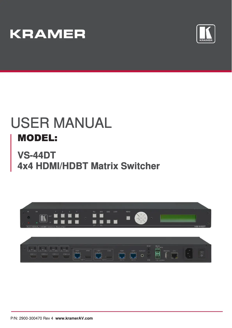 Page n°1 - Manuel utilisateur Kramer VS-44DT