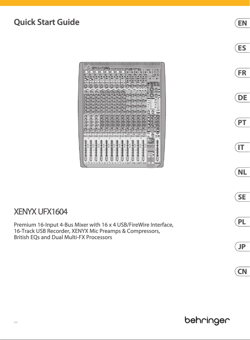 Page 1 de la notice Guide de démarrage rapide Behringer Xenyx UFX1604