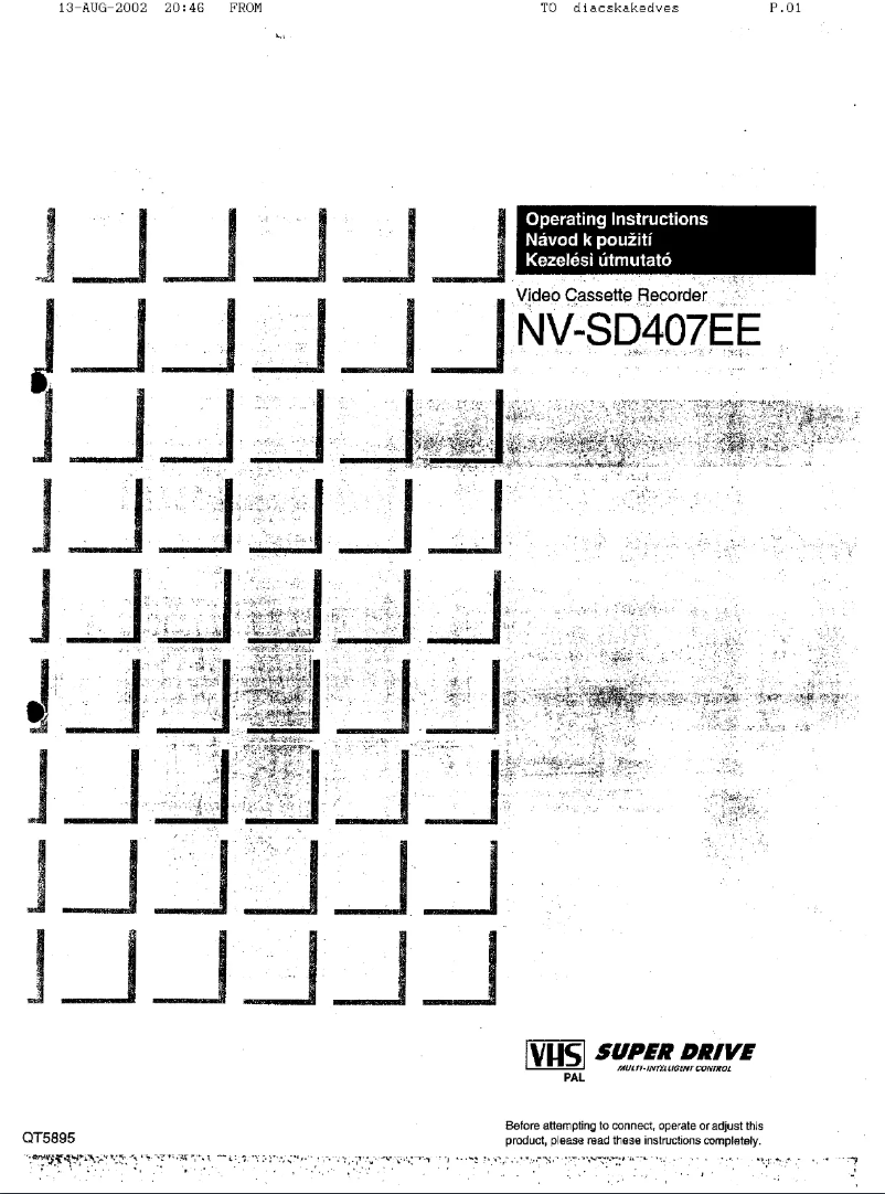 Image de la première page du manuel de l'appareil NV-SD407EE