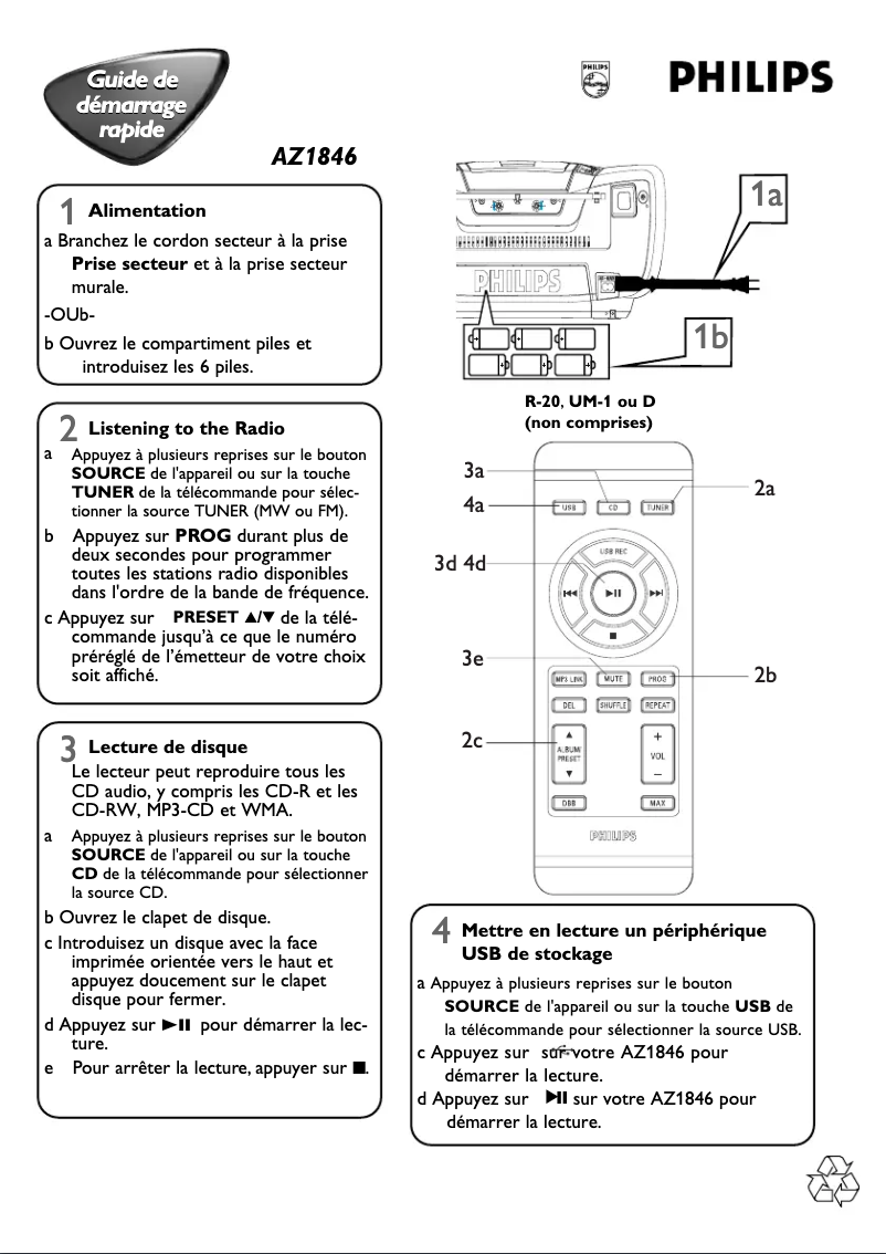 Página 1 del manual Guía de inicio rápido Philips AZ1846