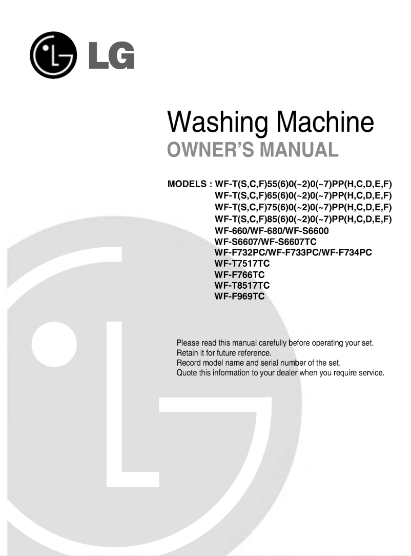 Page n°1 - Manuel utilisateur LG WF-F732PC